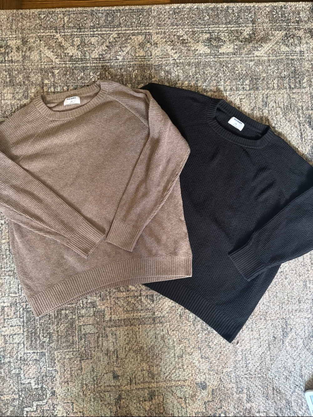 Old Navy SoSoft Crew neck sweater Tunic XL BUNDLE Black & Tan x2